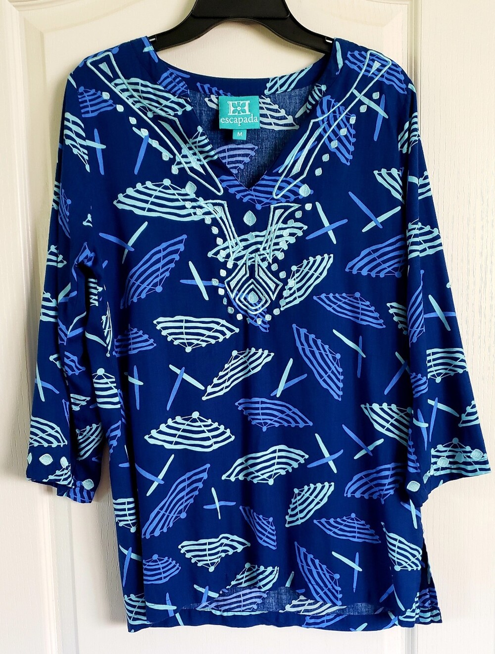 Escapada Living Blue Beach Umbrella Tunic Top And Or Cover-up, Medium Like New - Picture 5 of 5